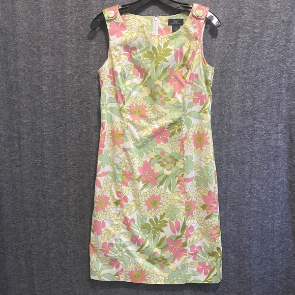 Brooks Brothers Dresses & Skirts - Brooks Brothers Dress Womens 6 Floral Sleeveless Pink Green Coastal Vacation
